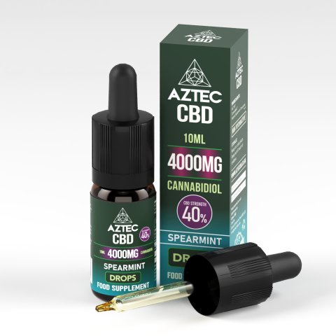 Aztec  C B D  Drops  Label 4000 M G  S P E A R M I N T